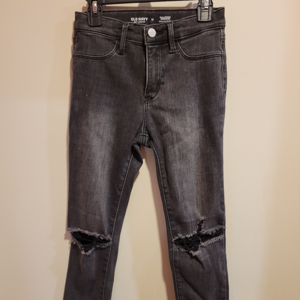 ON girls size 12 black denim ballerina jeggings